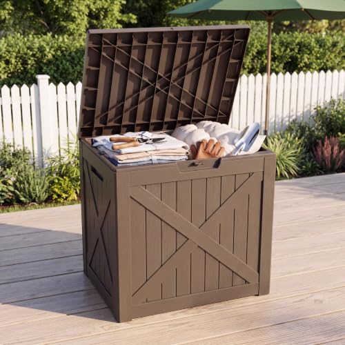 NicBex 32 Gallon Waterproof Resin Storage Deck Box, Light Coffee