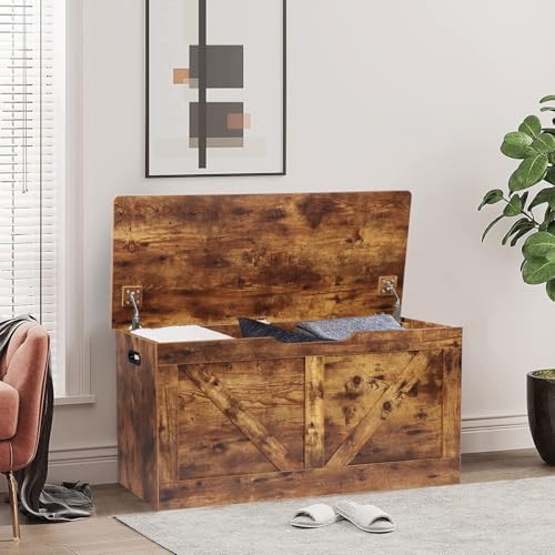 Timberer 39.4" Storage Chest, Wooden Storage Bench, Large Storage Trunk