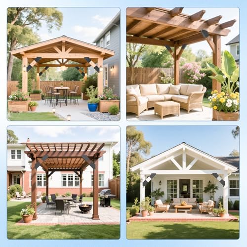 4 Pcs 4"x 4" Pergola Brackets (Actual 3.6‘’x3.6‘’)