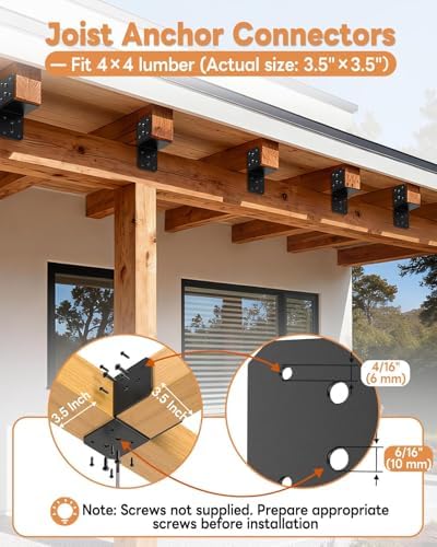 4 Pack Black Joist Hanger Brarket, 4 x4 Brackets for Wood