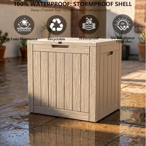 Outdoor Storage Box, 35 Gallon Waterproof Deck Box [Upgraded 3.0]
