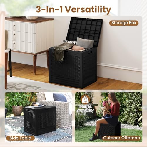 Tangkula 25 Gallon Waterproof Outdoor Storage Box with Lockable Lid