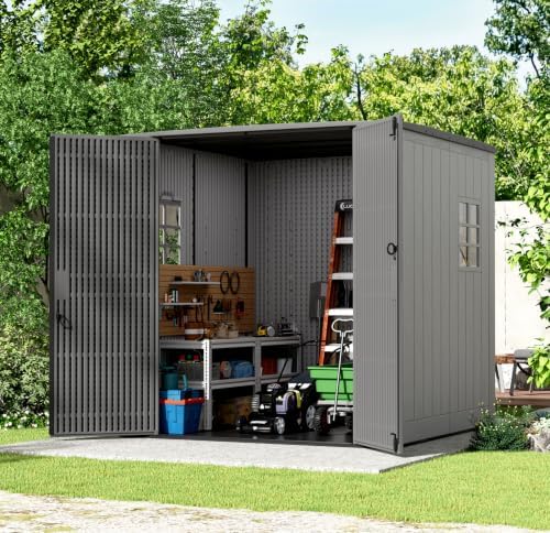 HOMSPARK Outdoor Storage Shed 6x6 Ft, All-Weather Resistant Resin Garden Shed...