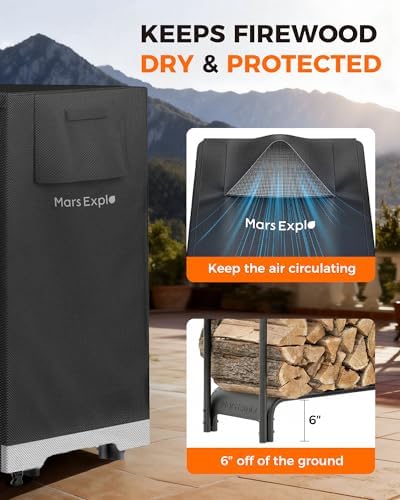 3ft Firewood Log Rack with Cover Outdoor, Heavy Duty Indoor Outdoor Firewood ...
