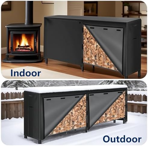 AMAGABELI GARDEN & HOME 8ft Firewood Cover Waterproof Log Rack Cover Outd...