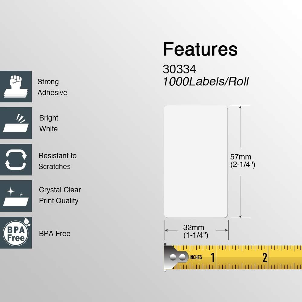 BETCKEY Replace for DYMO 30334 (2-1/4" x 1-1/4") Label [6 Roll/Ligh...