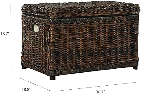 happimess Elijah 31" Wicker Storage Trunk Footlocker Chest, Brown