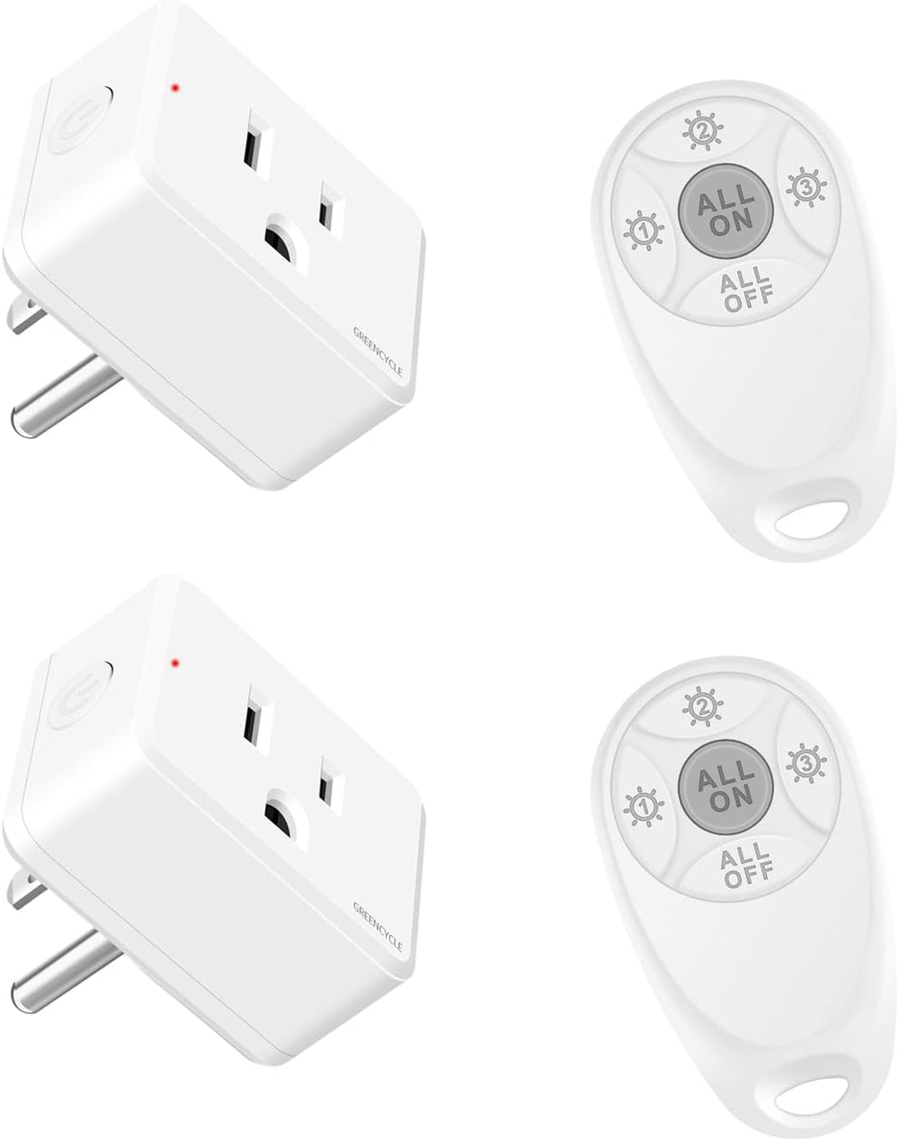 Greencycle Remote Control Outlet, 2 Wireless Light Switches and 2 Outlet Plugs