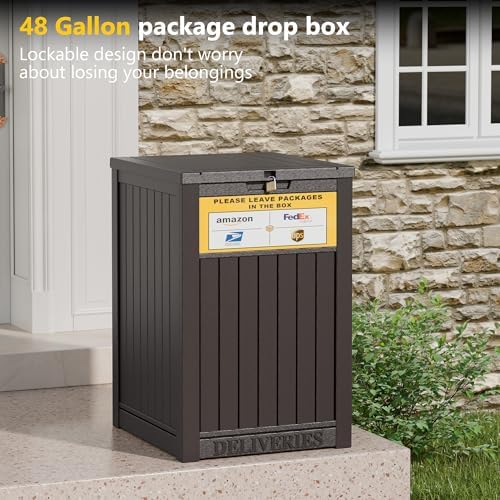 LHBGO Package Delivery Box for Outside with Sign, 48 Gallon Storage with Lock...