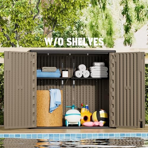 Mrosaa Large Outdoor Storage Box,Resin Shed,Waterproof/Lockable,Outdoor Stora...