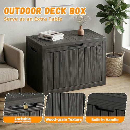 EasyUp 60 Gal Outdoor Storage Box Waterproof Lockable Resin Deck Box