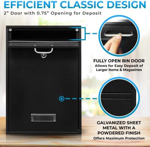 Wall Mounted Locking Vertical Dropbox Mailbox - Safe and Secure (Large) | Mad...