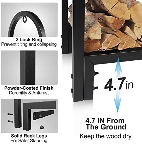 Walensee 8Ft Upgraded Firewood Rack Holder, Wood Storage Outdoor Heavy Duty S...