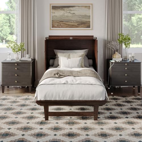 AFI, Northfield Murphy Bed Chest Twin XL with 6" Mattress, Burnt Amber