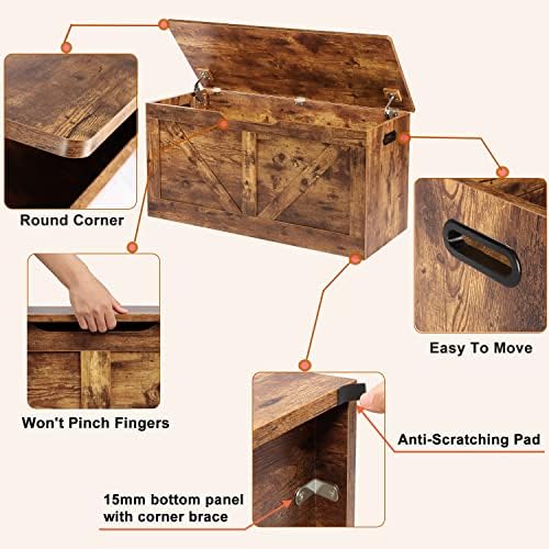 Timberer 39.4" Storage Chest, Wooden Storage Bench, Large Storage Trunk