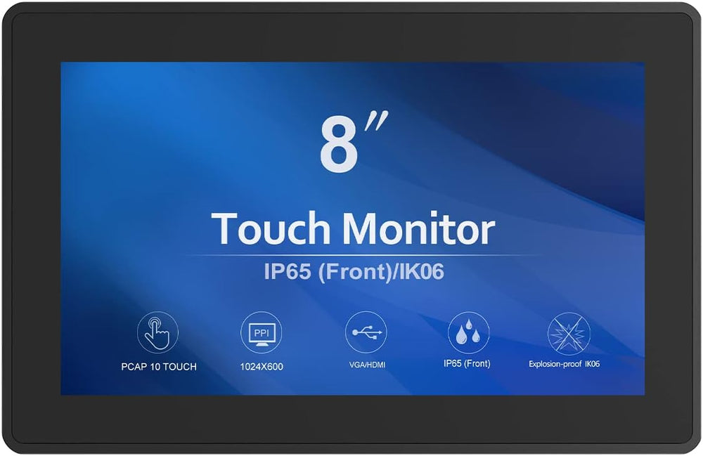 GreenTouch 8 Inch Open Frame 1024x600 HDMI PCAP Touch Monitors