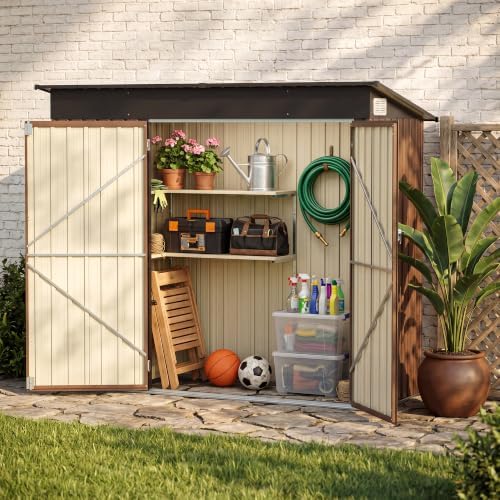 LAUSAINT HOME 8 x 4 FT Outdoor Storage Shed, Galvanized Steel Tool Shed with ...