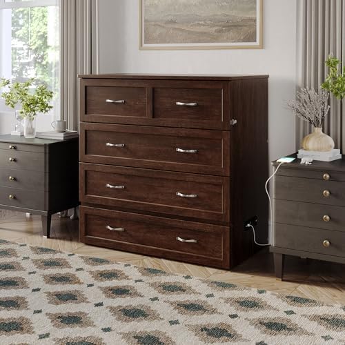 AFI, Northfield Murphy Bed Chest Twin XL with 6" Mattress, Burnt Amber
