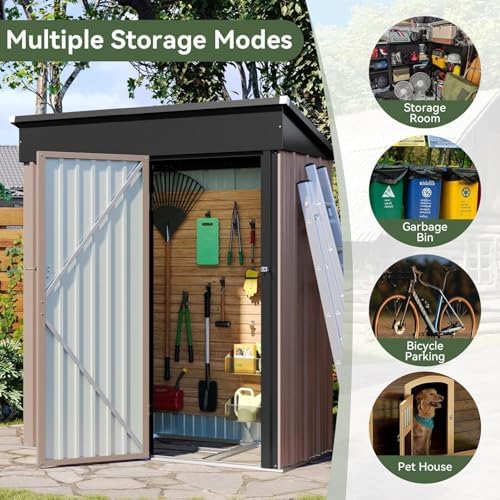 Aoxun 4.9x2.9 FT Outdoor Storage Shed - Metal Garden Shed with Base