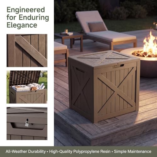 NicBex 32 Gallon Waterproof Resin Storage Deck Box, Light Coffee