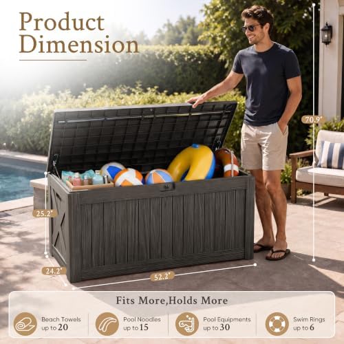 Devoko 120 Gallon Deck Box Resin Outdoor Storage Box Waterproof