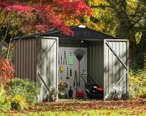 Greesum 8x6FT Outdoor Storage Shed, Brown