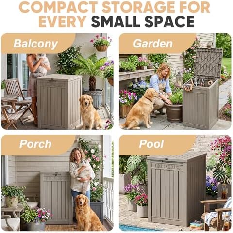 EasyUp 56 Gal Waterproof Outdoor Storage Box UV Resistant Deck Box