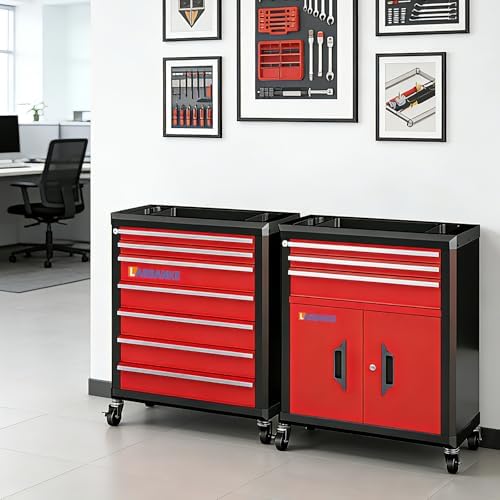 LARBANKE 10-Drawer Rolling Tool Chest with Wheels&Locks, Red Tool Cabinet