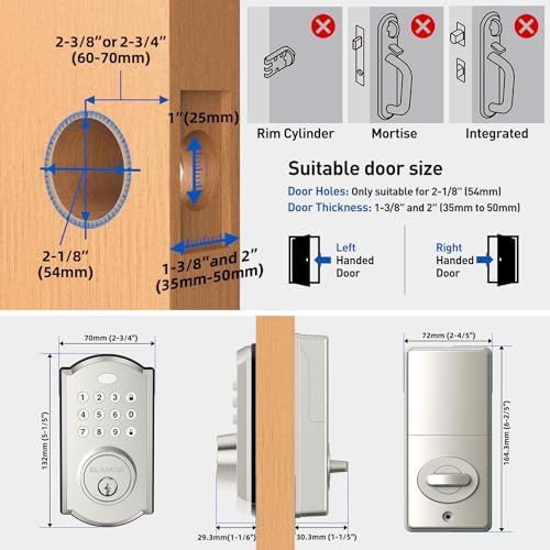 M19 Keyless Entry Door Lock with Keypads, Smart Deadbolt Lock SN