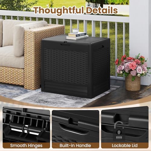 Tangkula 25 Gallon Waterproof Outdoor Storage Box with Lockable Lid
