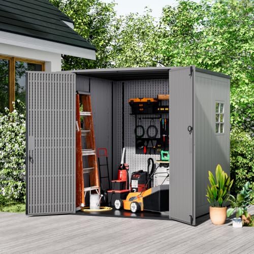 HOMSPARK Outdoor Storage Shed 6x6 Ft, All-Weather Resistant Resin Garden Shed...