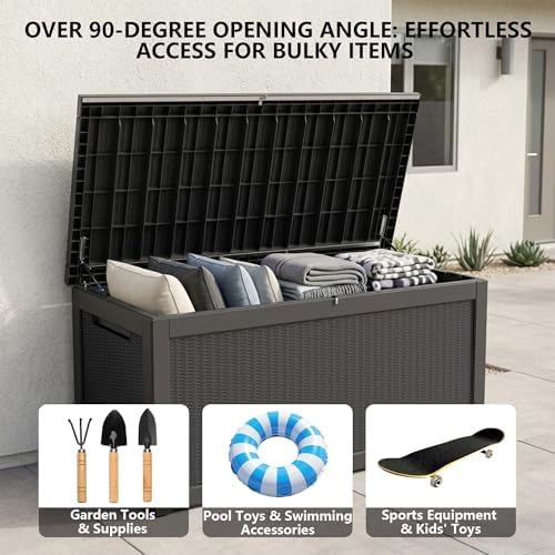 Outdoor Storage Box,320 Gallon Waterproof Deck Box [Upgraded 3.0]