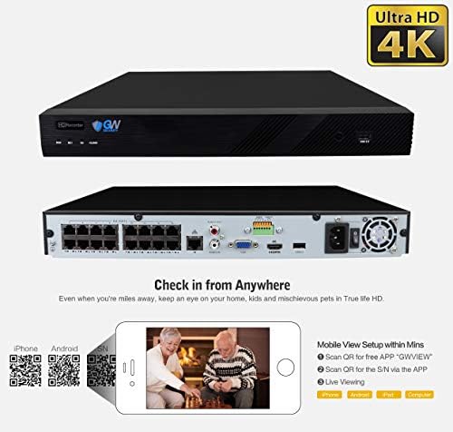 GW Security 16 Channel 4K NVR 5MP 30FPS AI Acusearch Security Camera System