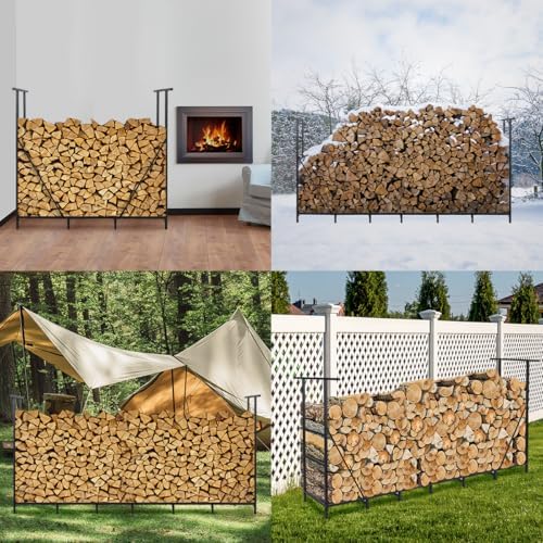 Vailge Firewood Rack Outdoor 8FT with Waterproof Firewood Carrier Bag, Adjust...