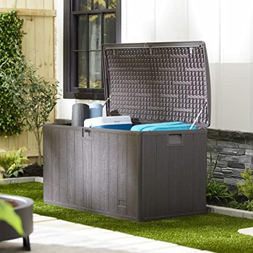 Plastic Development Group Outdoor Deck Box, Soft Close Lid, Java, 105 Gal