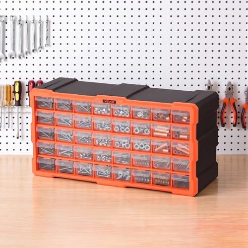 VEVOR 40-Drawer Storage Organizer, Plastic, Drawer Storage Cabinet for Garage...