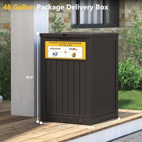 LHBGO Package Delivery Box for Outside with Sign, 48 Gallon Storage with Lock...