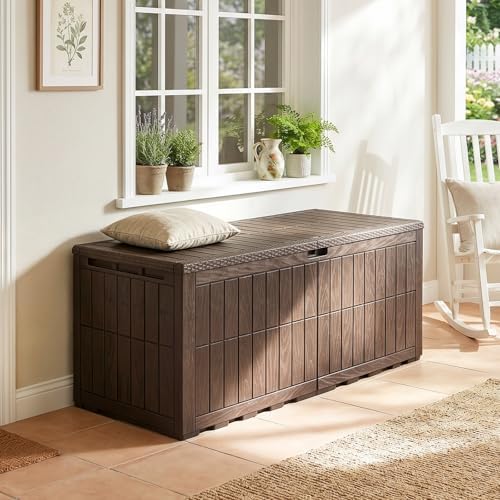 Tangkula 180 Gallon Outdoor Storage Box with Lockable Lid
