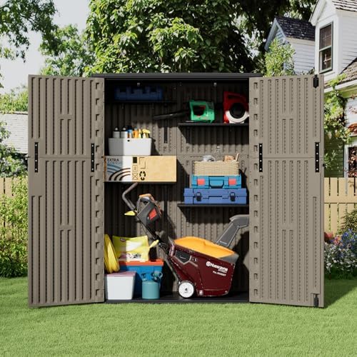 ZZM 57 Cu.ft Outdoor Storage Shed HDPE Storage Cabinet, Double-Wall Resin She...