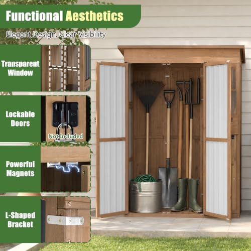 Outdoor Storage Cabinet, 51.4" W x 22.5" D x 70.5" H Tall Wood...
