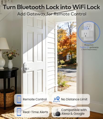 TEEHO TE019 Smart Keypad Door Lock with Handle for Front Door, Satin Nickel