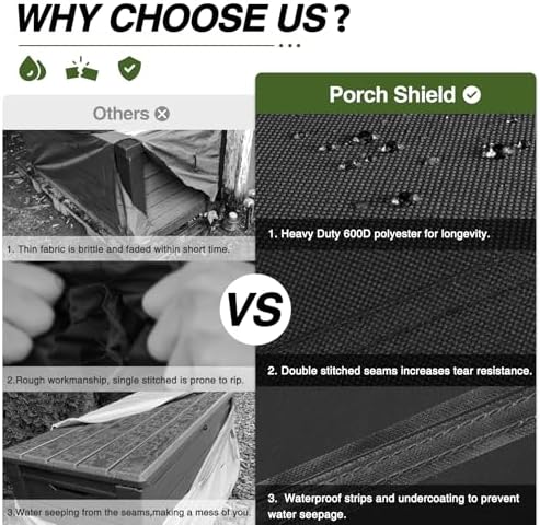 Porch Shield Patio Deck Box Storage Cover 61 x 28 x28 inch, Black