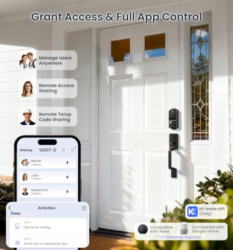 Veise VE017-D Fingerprint Smart Front Door Lock Set, Matte Black