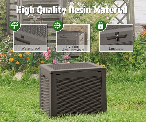 NUNU LAB Outdoor Storage Box 31 Gallon,Waterproof Indoor Outside Deck Boxes,B...