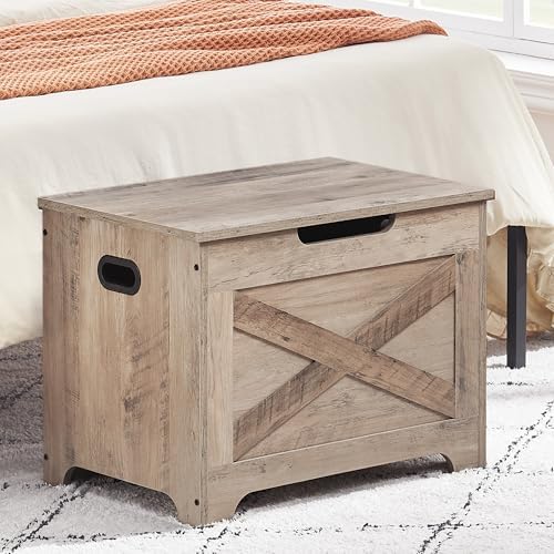 GarveeHome 23.6 in Storage Chest, Wooden Storage Bench with Safety Hinge, Eas...