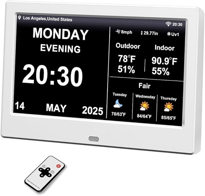 2025 Digital Clock with Weather Forecast & Temperature/Humidity Large Dis...