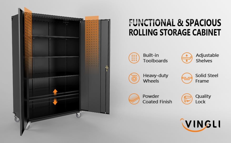 VINGLI Upgraded Wide & Deep Garage Storage Cabinet, Metal Storage Cabinet...