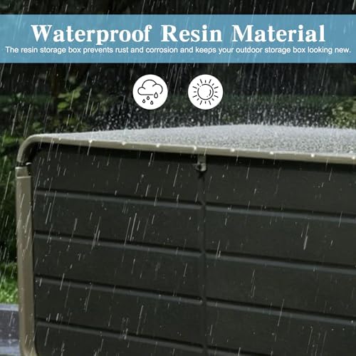 Domi 260 Gallon Resin Deck Box, outdoor waterproof storage box for patio