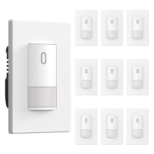 ELEGRP Matte White Single Pole Occupancy Motion Sensor Light Switch, Need (10...