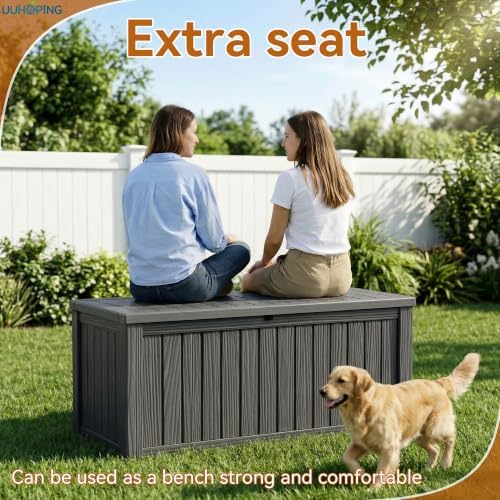 Vixzen 220 Gal Outdoor Storage Box Lockable UV Resistant Deck Box Black